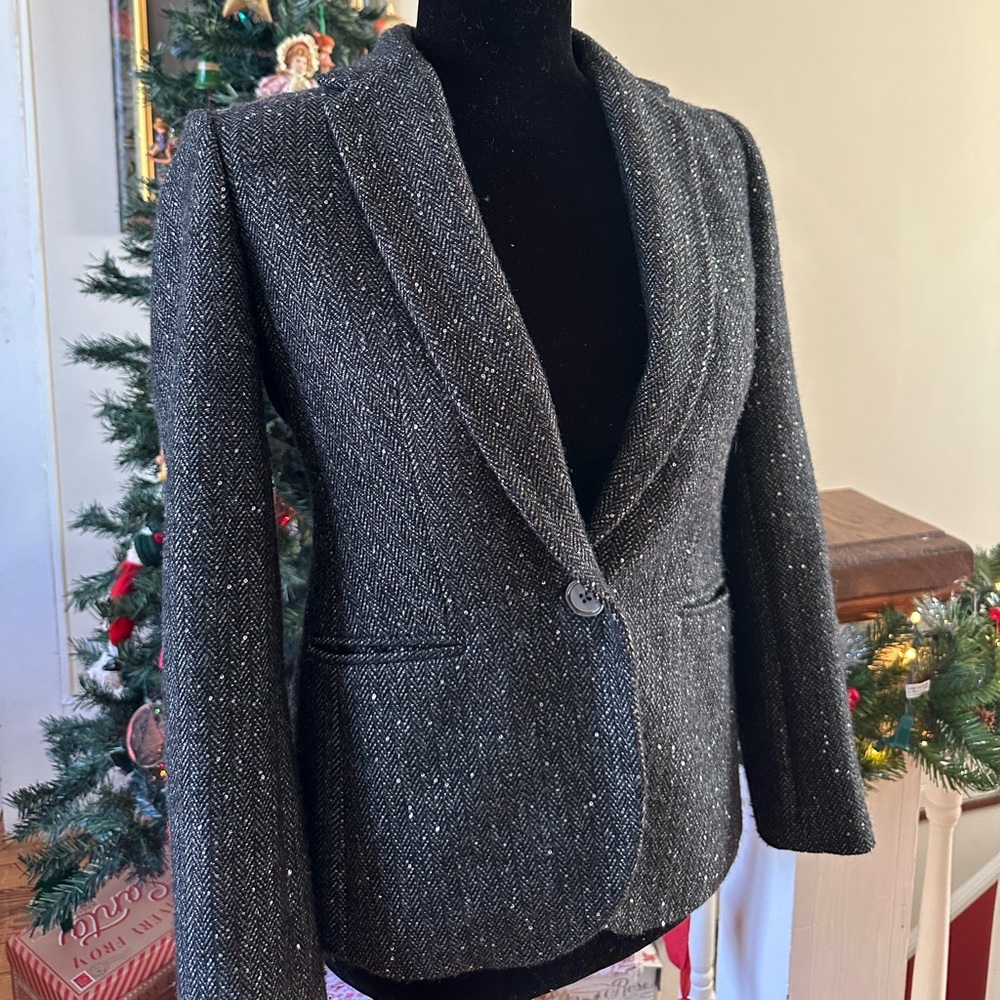 J Crew Campbell Sparkle Party Donegal Wool Blazer size 2P